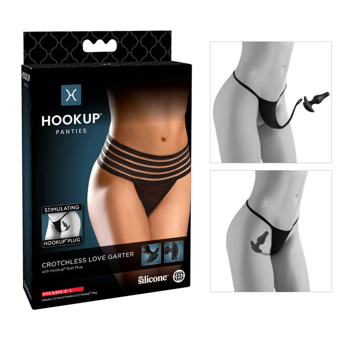 Hookup Panties Crotchless Love Garter (Size: S-L)