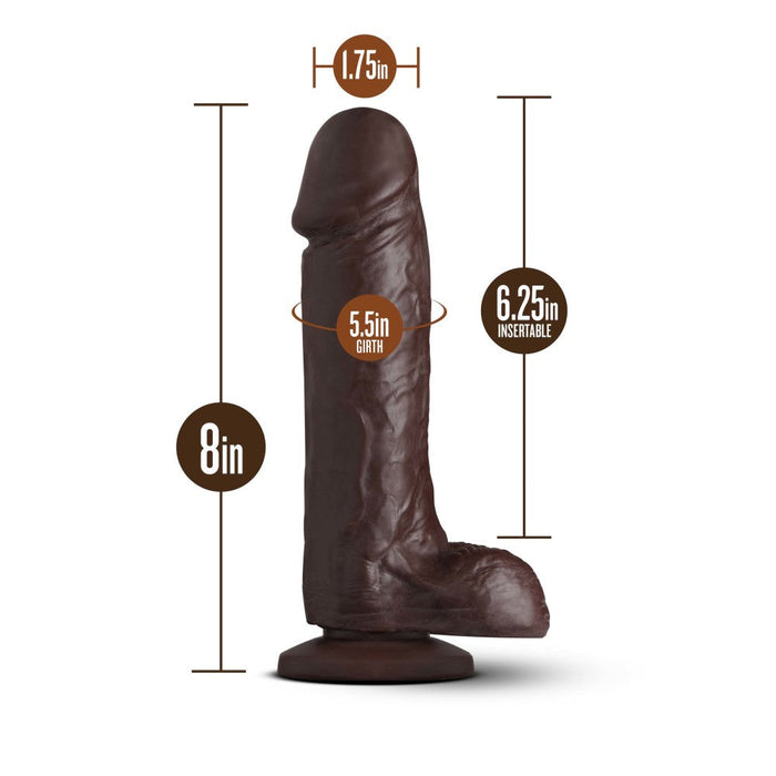 Coverboy By Blush® | The Movie Star Realistic Chocolate 8-Inch Long Dildo With Balls & Suction Cup Base