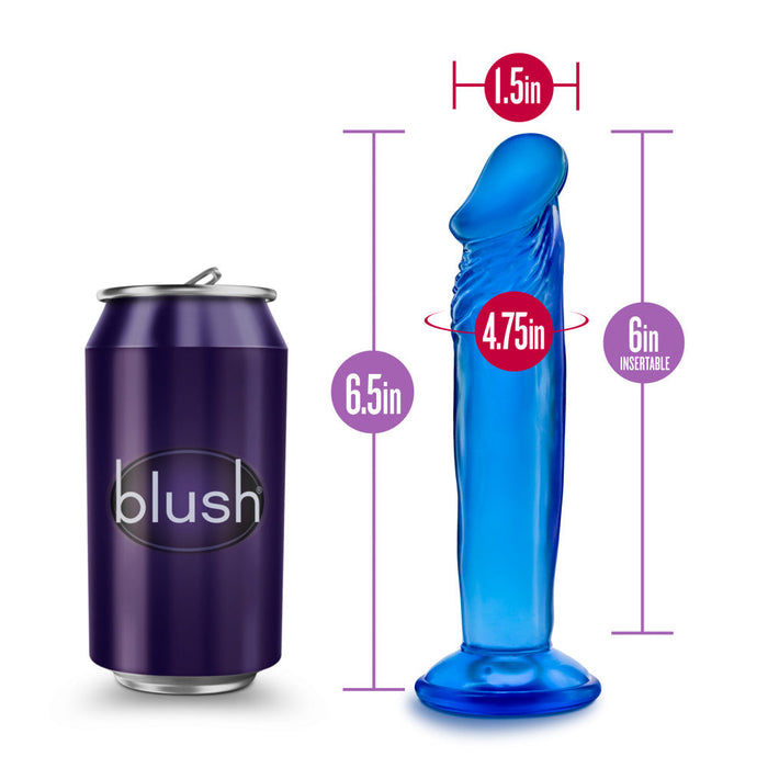 B Yours Sweet N' Small 6.5 Realistic Blue 6.5-Inch Long Dildo With Suction Cup Base