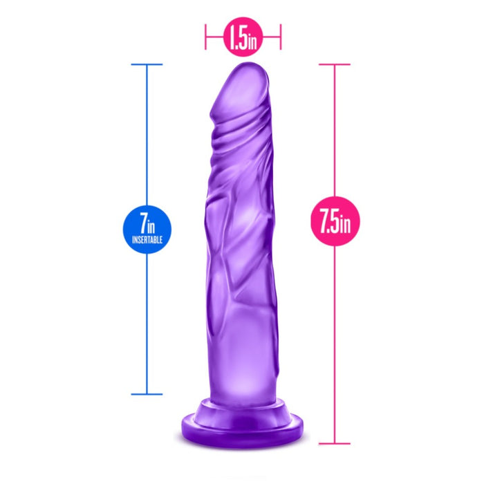 B Yours Sweet N' Hard 5 Realistic Purple 7.5-Inch Long Dildo With Suction Cup Base