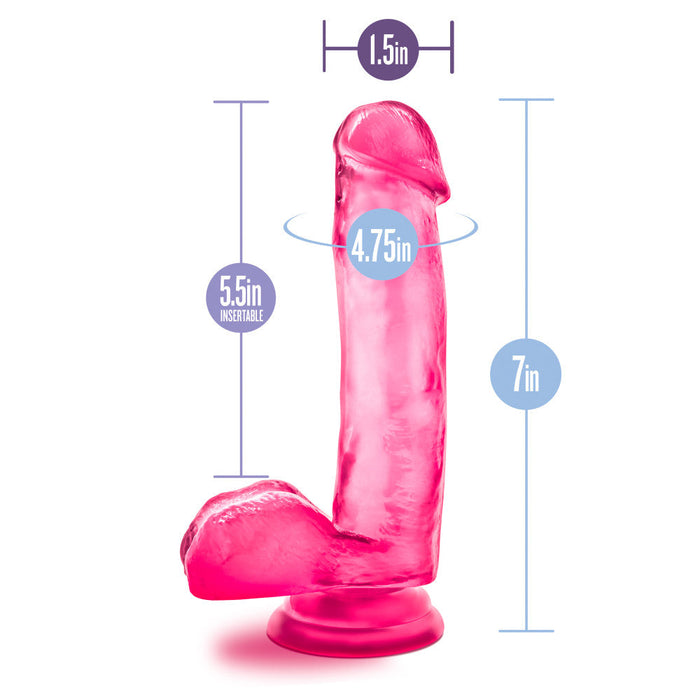 B Yours Sweet N' Hard 1 Realistic Pink 7-Inch Long Dildo With Balls & Suction Cup Base