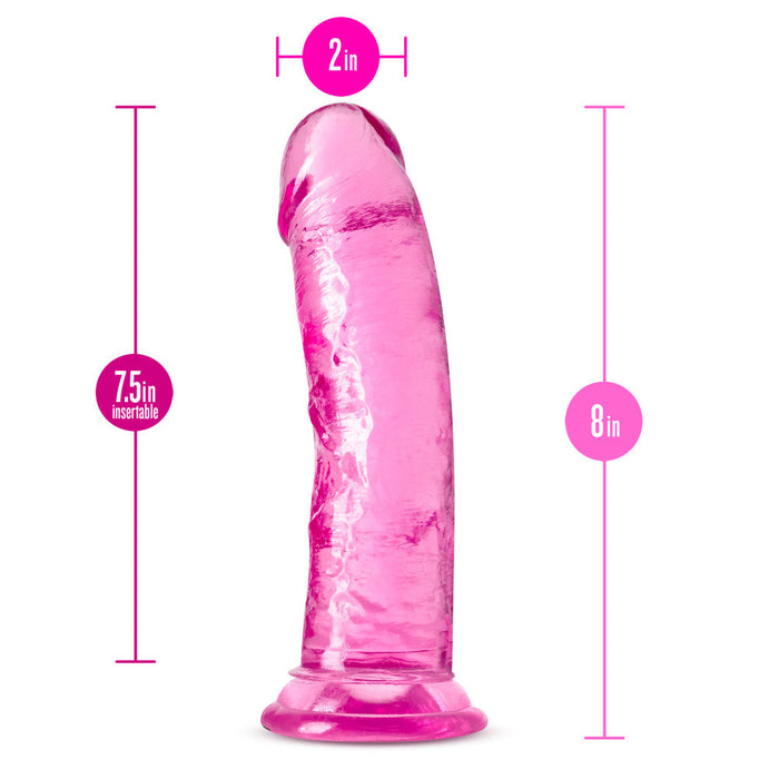 B Yours Plus Roar N' Ride Realistic Pink 8-Inch Long Dildo With Suction Cup Base