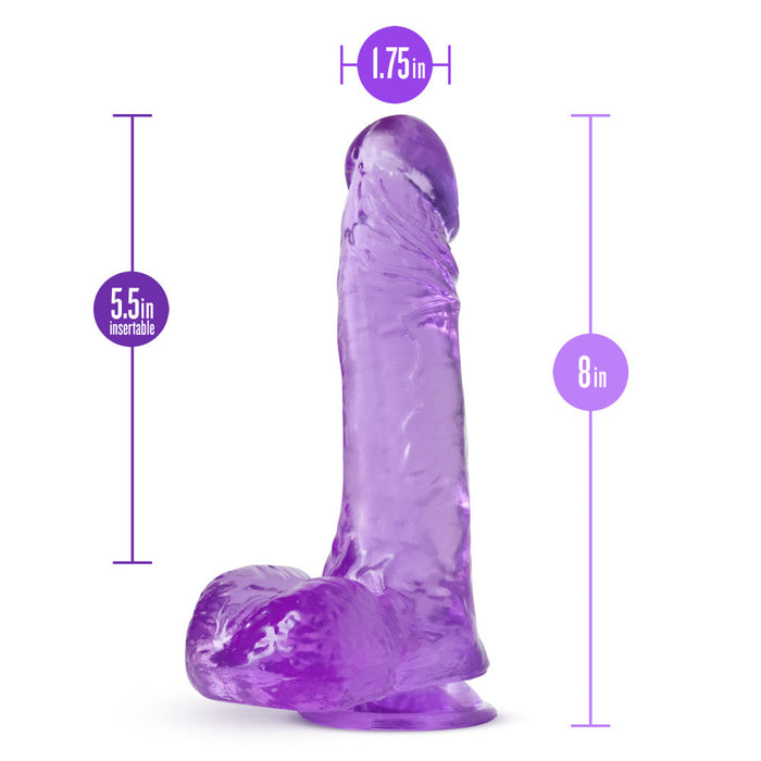 B Yours Plus Ram Jam Realistic Purple 8-Inch Long Dildo With Balls & Suction Cup Base