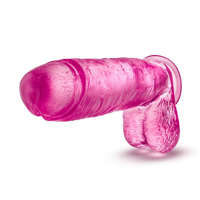 B Yours Plus Big Bulky Pink 10.5-Inch Long Dildo With Balls & Suction Cup Base