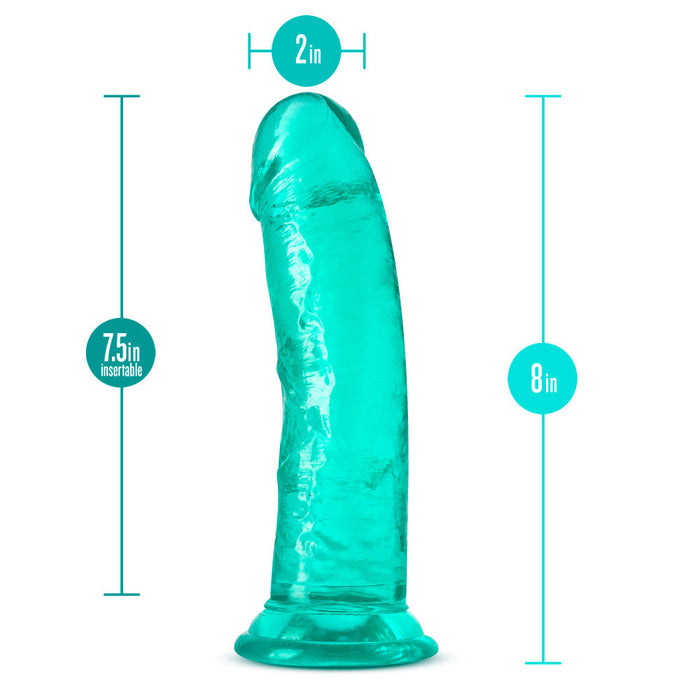 B Yours Plus Roar Ride Realistic Teal 8-Inch Long Dildo With Suction Cup Base