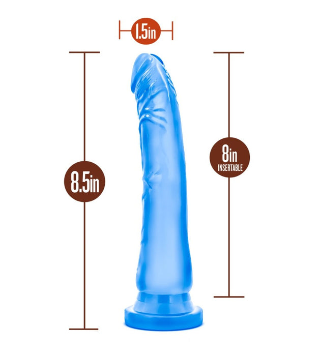 B Yours Sweet N' Hard 6 Realistic Blue 8.5-Inch Long Dildo With Suction Cup Base