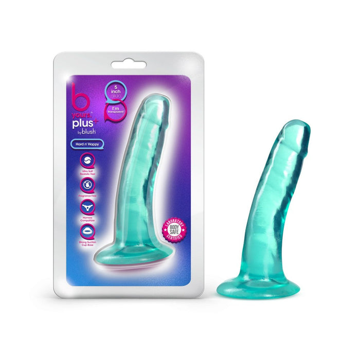 B Yours Plus Hard Happy Realistic G-Spot Teal 5.5-Inch Long Dildo With Suction Cup Base