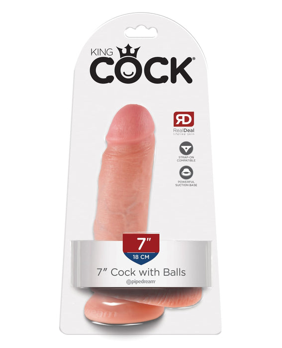 King Cock 7″ Cock With Balls – Light Beige