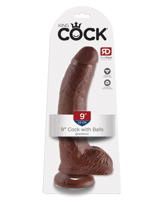 King Cock 9″ Cock With Balls – Brown