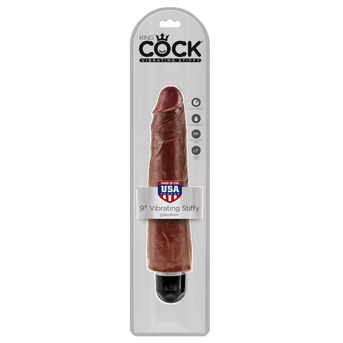 King Cock 9" Vibrating Stiffy - Brown