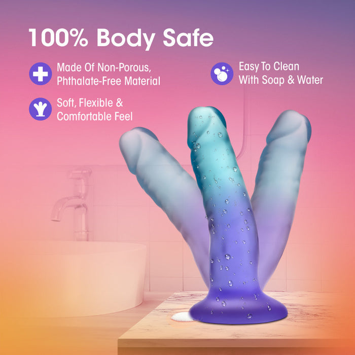 B Yours Morning Dew Realistic Sapphire 5.5-Inch Long Dildo With Suction Cup Base