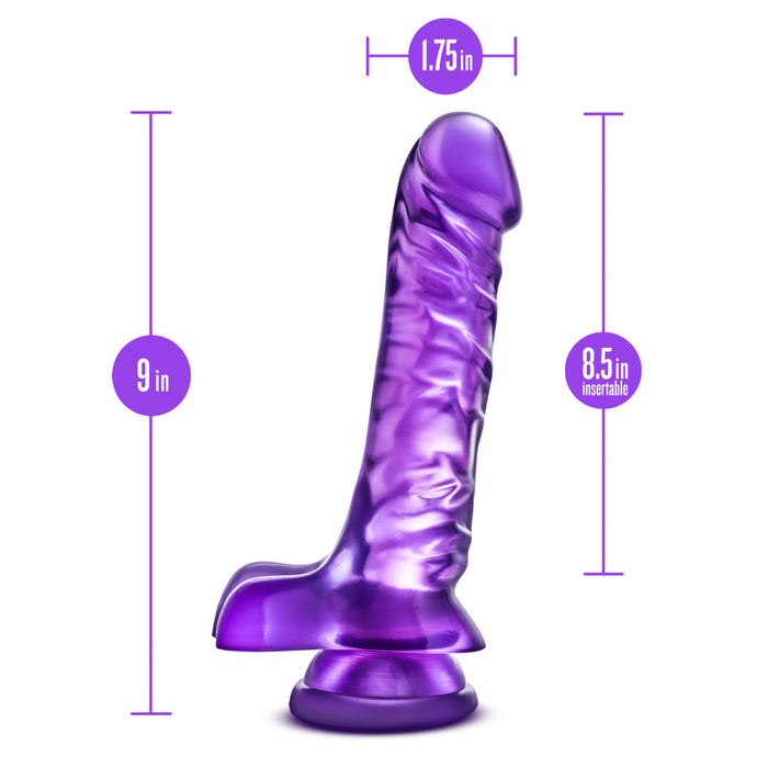 B Yours Basic 8 Realistic Purple 9-Inch Long Dildo With Balls & Suction Cup Base