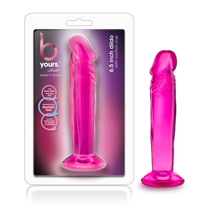 B Yours Sweet N' Small 6.5 Realistic Pink 6.5-Inch Long Dildo With Suction Cup Base