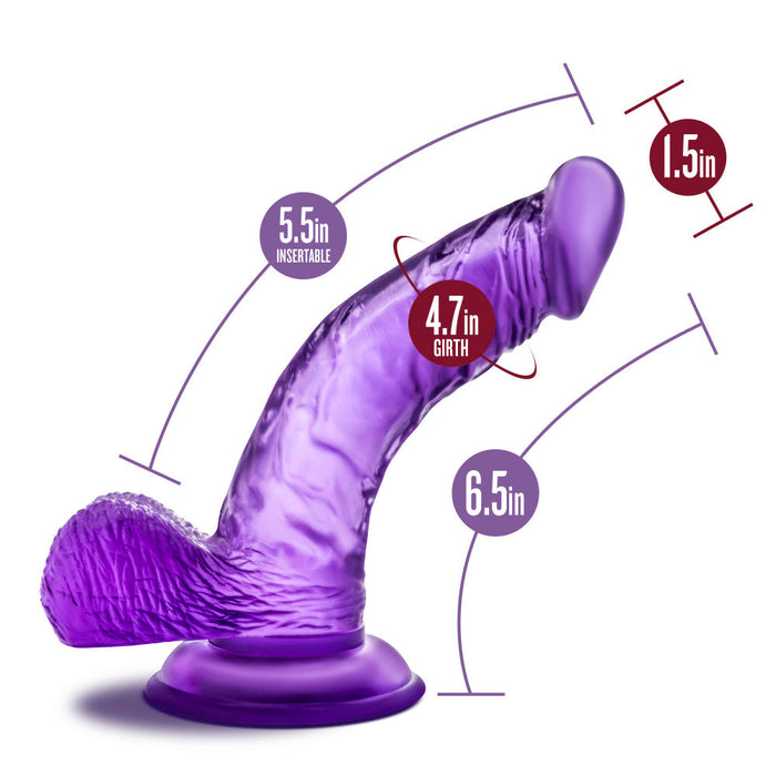 B Yours Sweet N' Hard 8 Realistic Curved G-Spot Purple 6.5-Inch Long Dildo With Balls & Suction Cup Base