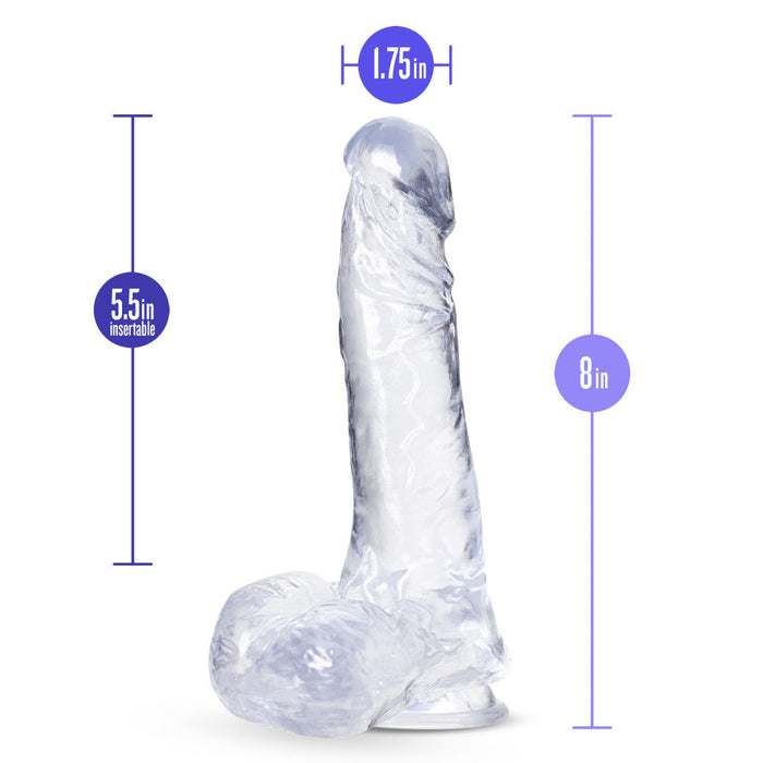 B Yours Plus Ram Jam Realistic Clear 8-Inch Long Dildo With Balls & Suction Cup Base