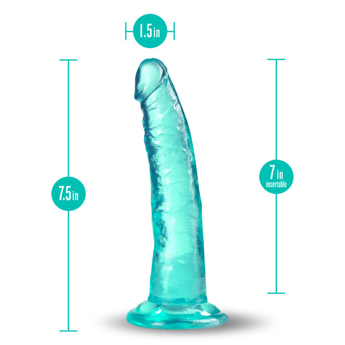B Yours Plus Lust Thrust Realistic G-Spot Teal 7.5-Inch Long Dildo With Suction Cup Base