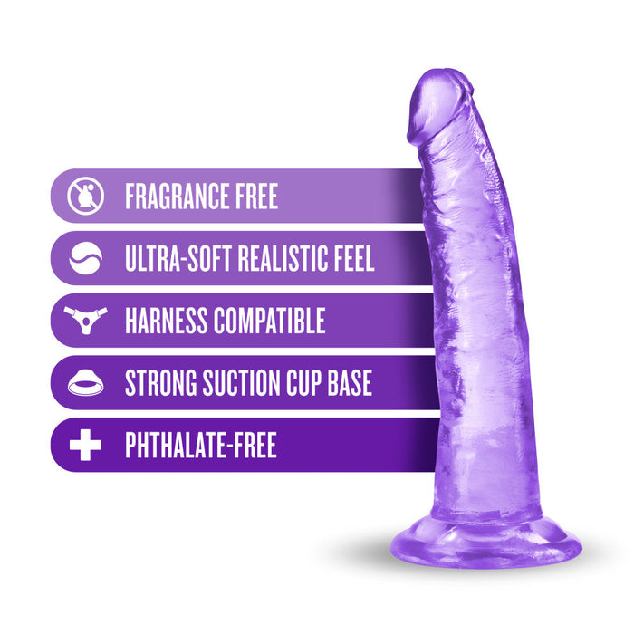 B Yours Plus Lust Thrust Realistic G-Spot Purple 7.5-Inch Long Dildo With Suction Cup Base