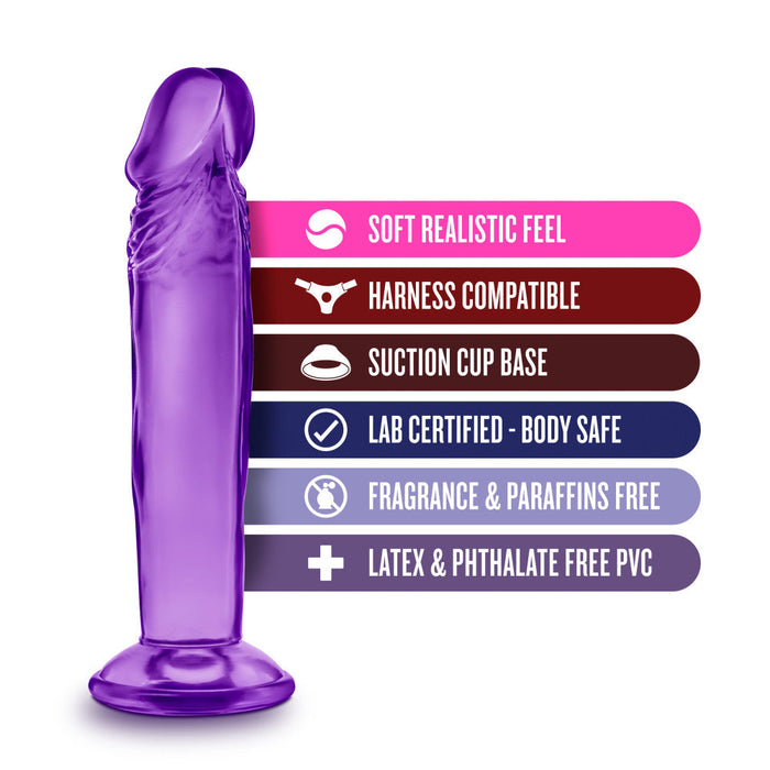 B Yours Sweet N' Small 6.5 Realistic Purple 6.5-Inch Long Dildo With Suction Cup Base