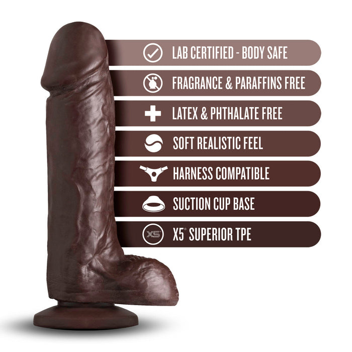 Coverboy By Blush® | The Movie Star Realistic Chocolate 8-Inch Long Dildo With Balls & Suction Cup Base