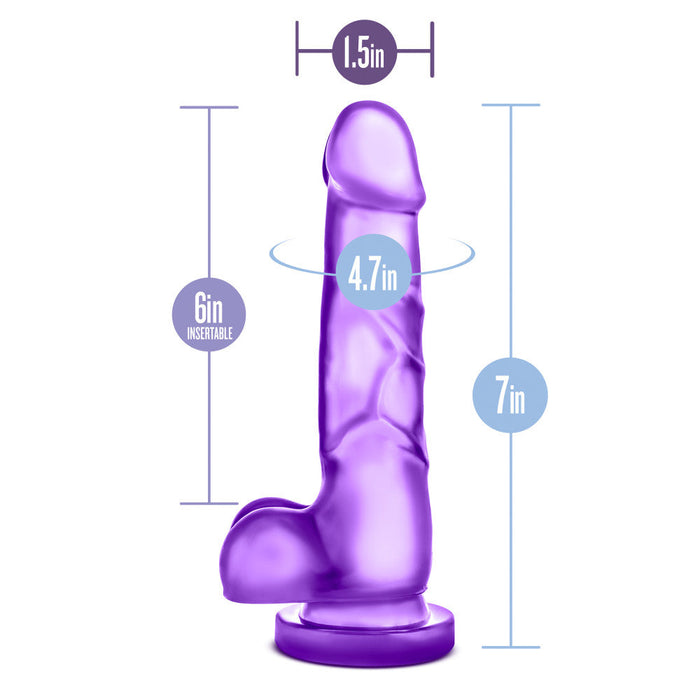 B Yours Sweet N' Hard 4 Realistic Purple 7-Inch Long Dildo With Balls & Suction Cup Base