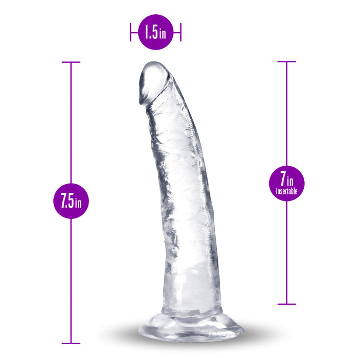 B Yours Plus Lust Thrust Realistic G-Spot Clear 7.5-Inch Long Dildo With Suction Cup Base
