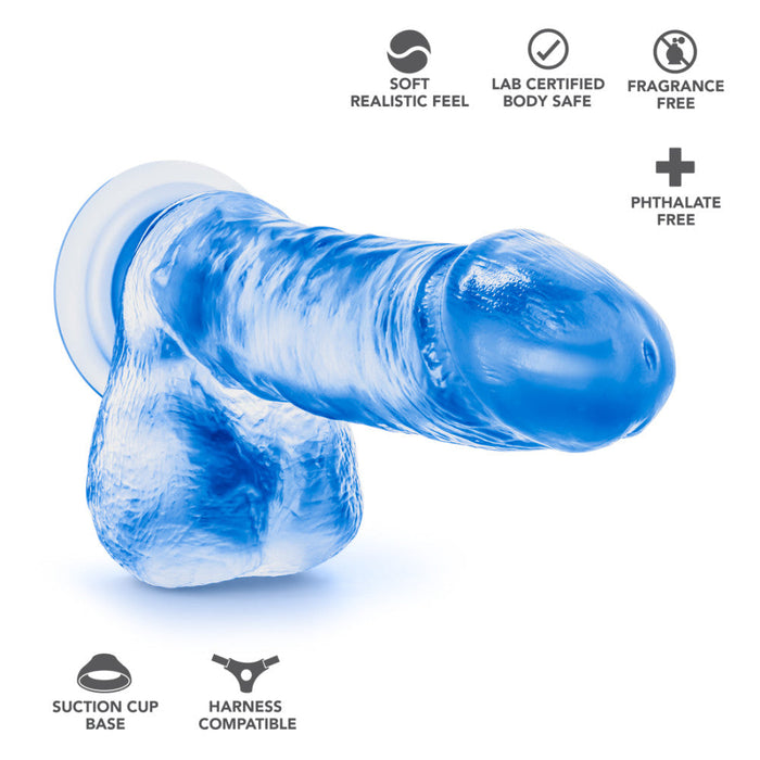 B Yours Sweet N' Hard 2 Realistic Blue 8-Inch Long Dildo With Balls & Suction Cup Base