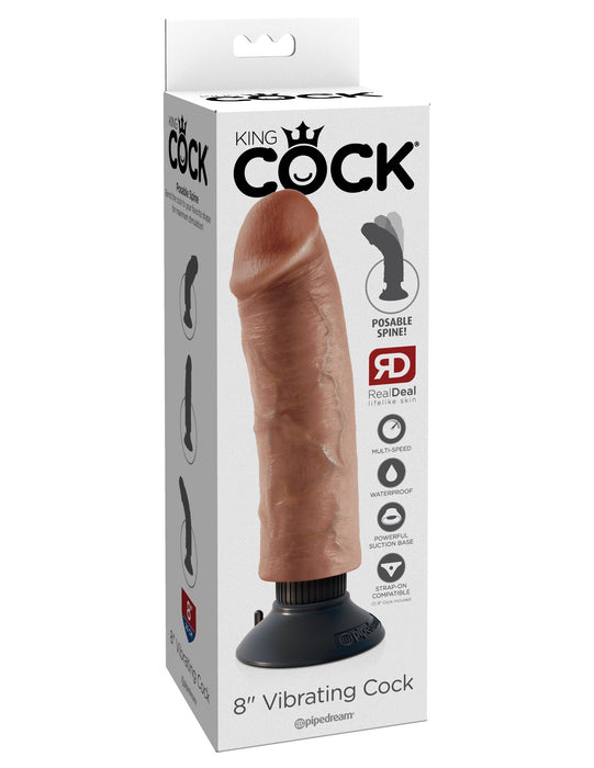King Cock 8" Vibrating Cock - Tan | AdultSex.Toys