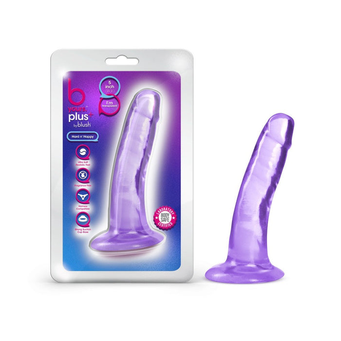 B Yours Plus Hard Happy Realistic G-Spot Purple 5.5-Inch Long Dildo With Suction Cup Base