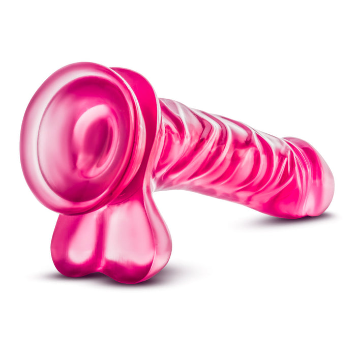 B Yours Basic 8 Realistic Pink 9-Inch Long Dildo With Balls & Suction Cup Base