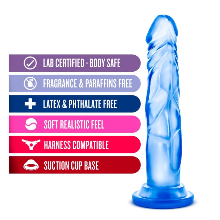 B Yours Sweet N' Hard 5 Realistic Blue 7.5-Inch Long Dildo With Suction Cup Base