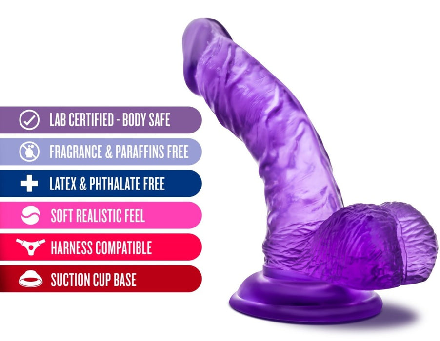 B Yours Sweet N' Hard 8 Realistic Curved G-Spot Purple 6.5-Inch Long Dildo With Balls & Suction Cup Base