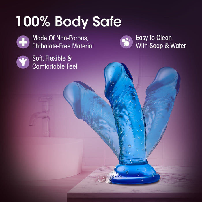 B Yours Sweet N' Small 6 Realistic Blue 4.5-Inch Long Dildo With Suction Cup Base