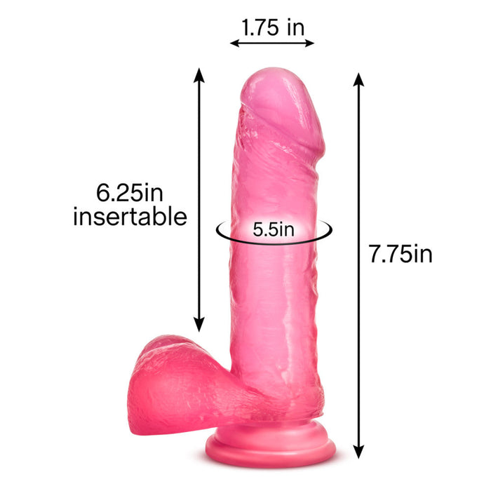 B Yours Sweet N' Hard 2 Realistic Pink 8-Inch Long Dildo With Balls & Suction Cup Base