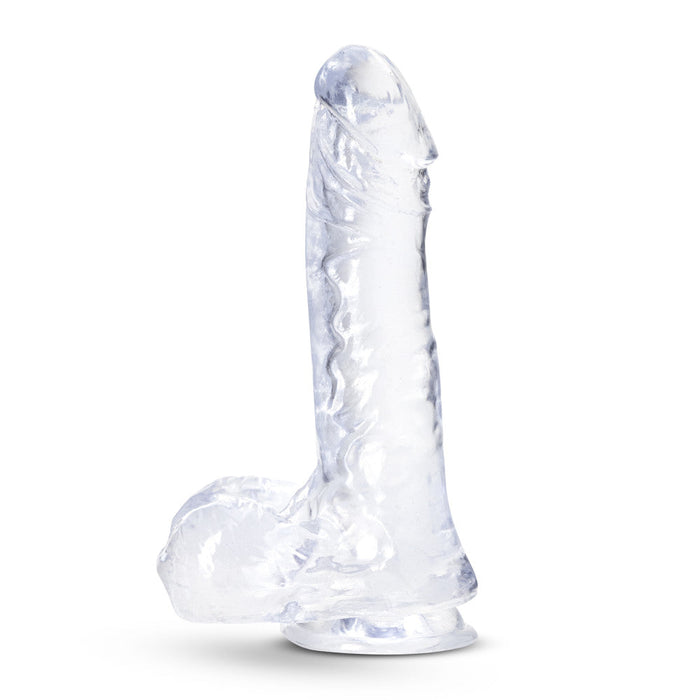 B Yours Plus Ram Jam Realistic Clear 8-Inch Long Dildo With Balls & Suction Cup Base
