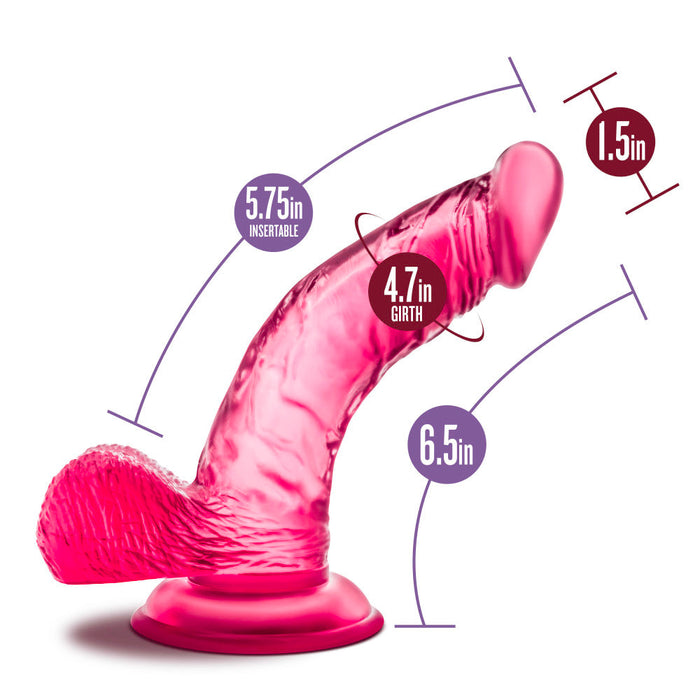 B Yours Sweet N' Hard 8 Realistic Curved G-Spot Pink 6.5-Inch Long Dildo With Balls & Suction Cup Base