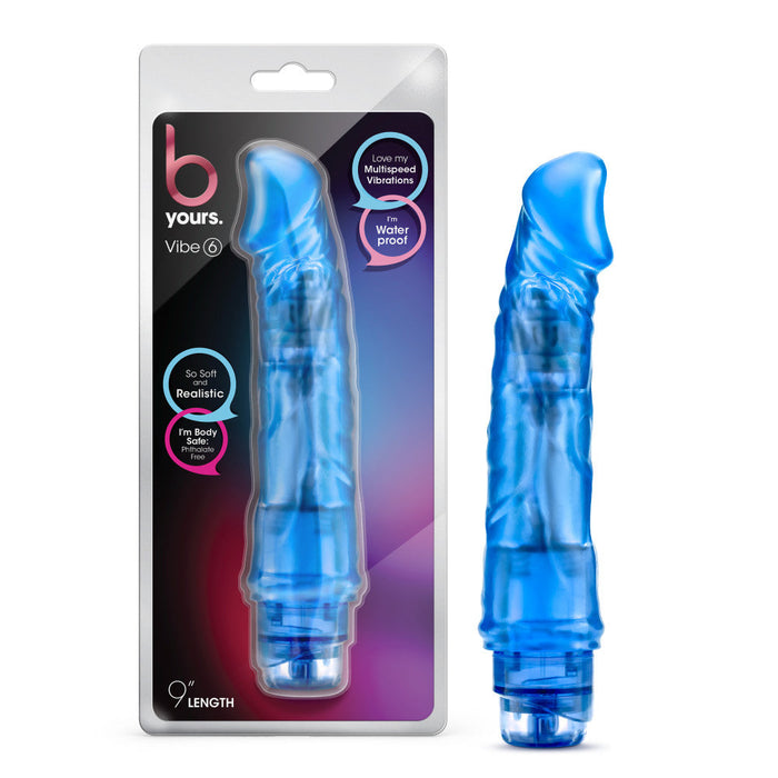 B Yours Vibe 6 Realistic Blue 8.5-Inch Long Vibrating Dildo