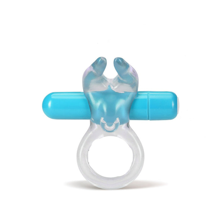 Eden 3.5" Long Blue Bull's Horns Vibrating Cock Ring