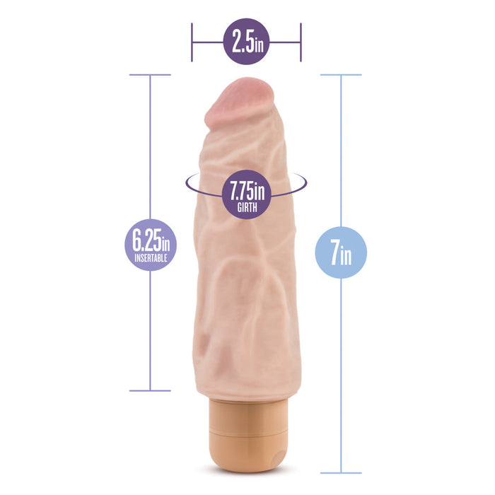 Eden 7.5" Long Beige Ridged Realistic 1 Mode Vibrating Dildo