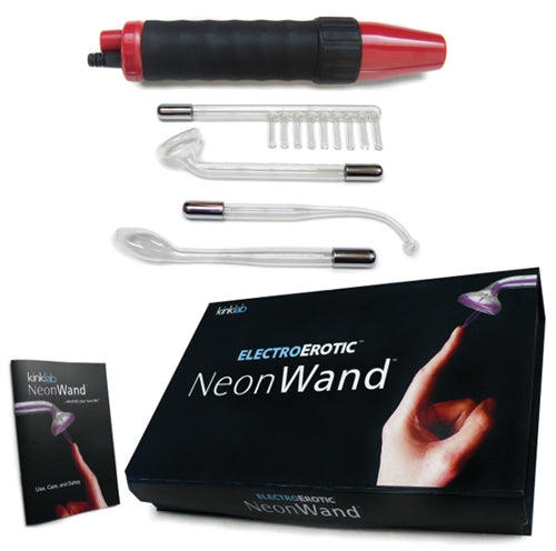 Kinklab Neon Wand Electrosex Kit - Red and Black Handle Red Electrode