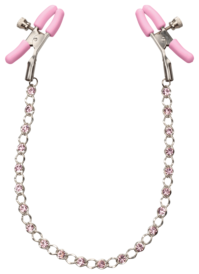 CalExotics Nipple Play Crystal Chain Nipple Clamps - Pink