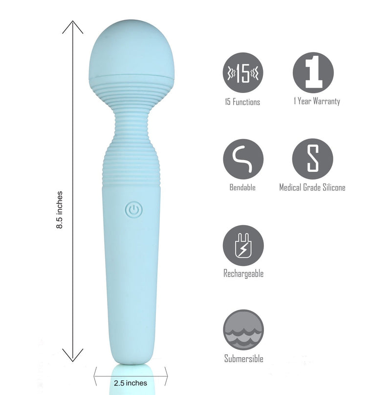 Maia Toys Grace Bendable Vibrating Pleasure Wand - Blue