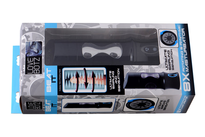 XR Brands Love Botz Beat It 8x Rotating & Rhythmic Masturbator - Automatic Stroker Masturbator - Canister Masturbation Cup
