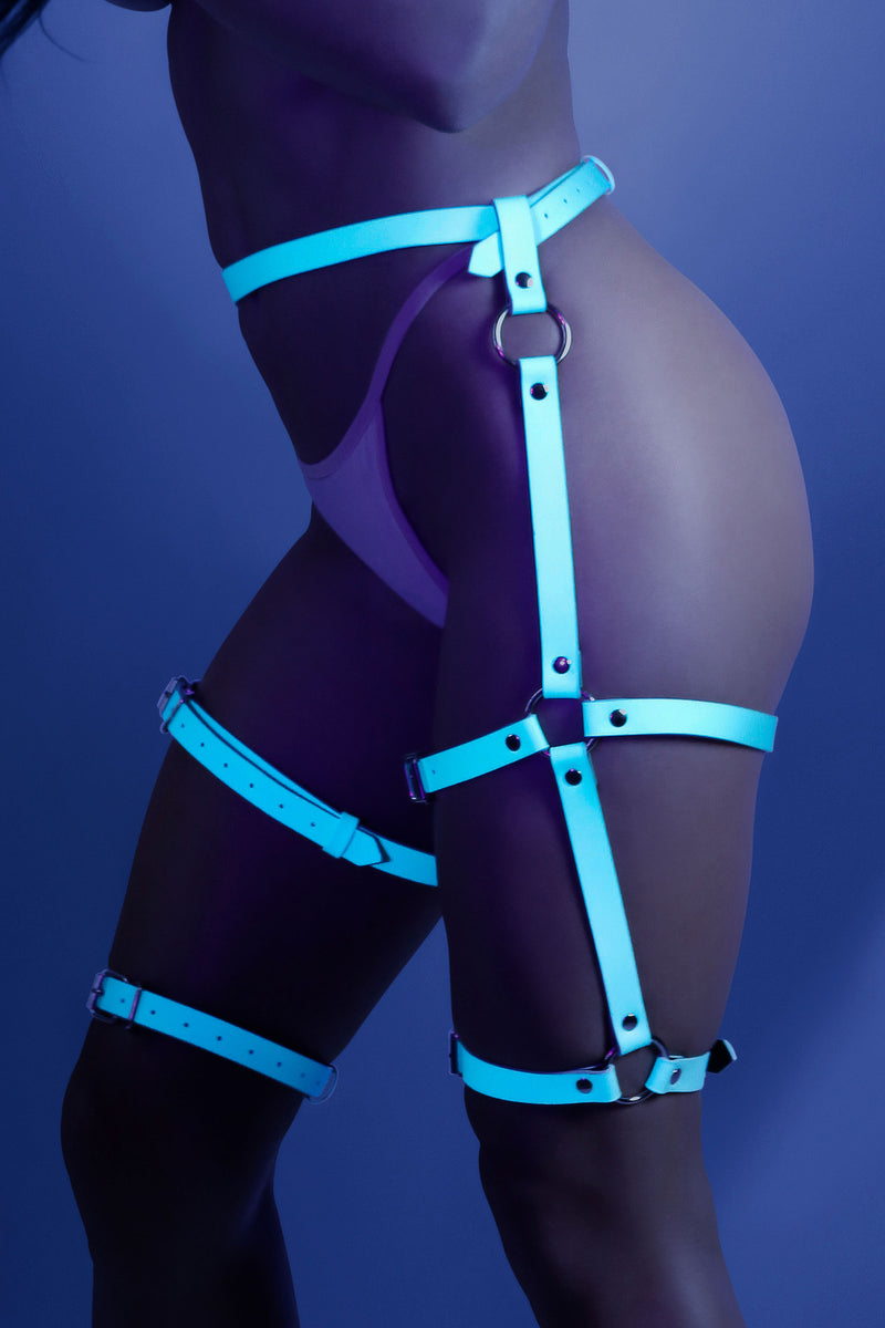 Fantasy Lingerie Leg Harness - One Size - Light Blue