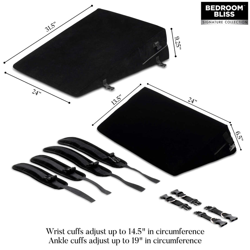 XR Brands Bondage Cushion Set Bondage Foam Wedge Pillow Set - Black