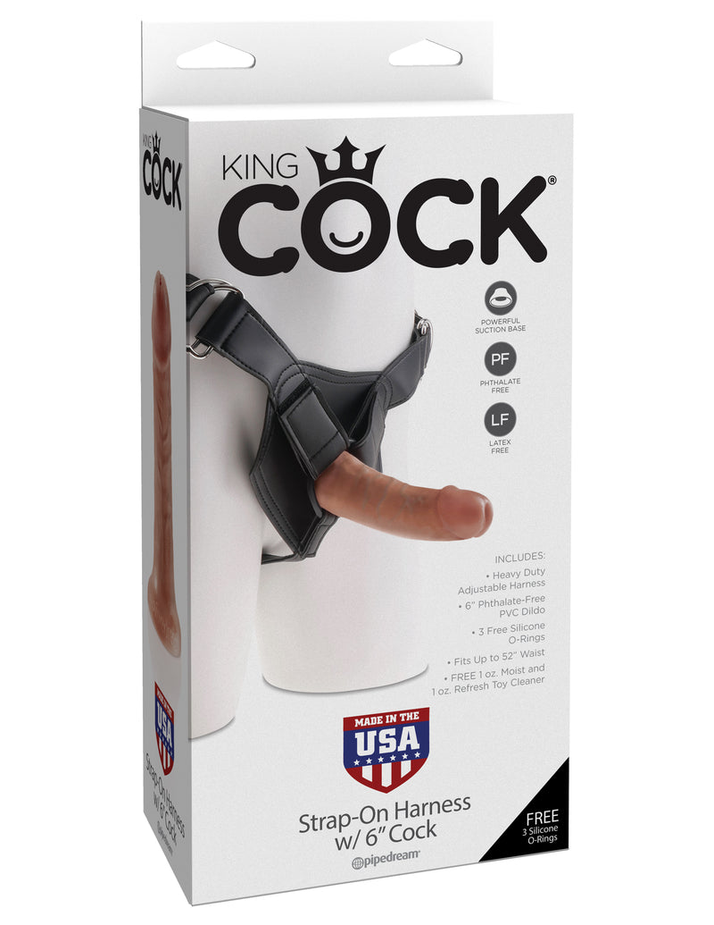 Pipedream King Cock Strap on Harness With 6 Inch Cock - Tan
