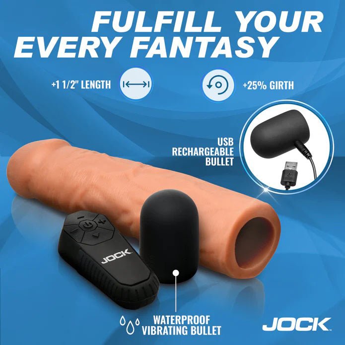 Curve Toys Jock Vibrating Penis Extension with Remote - Medium