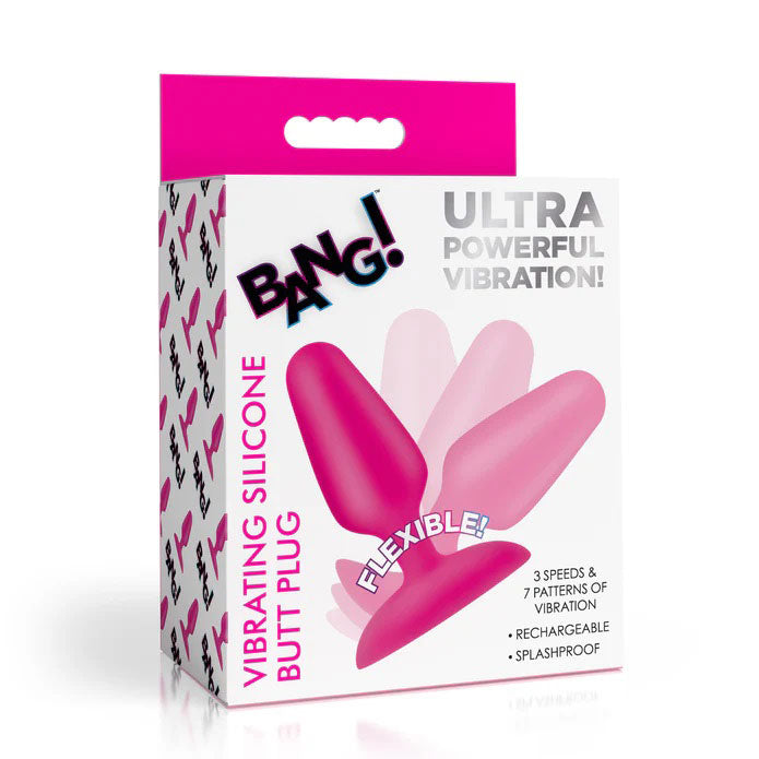 XR Brands Flexible Vibrating Silicone Butt Plug - Pink