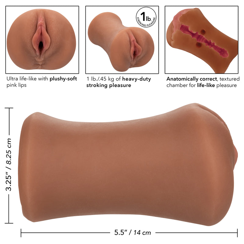 CalExotics Stroke It Tight Pussy - Brown - Stroker Masturbator - Realistic Pocket Pussy