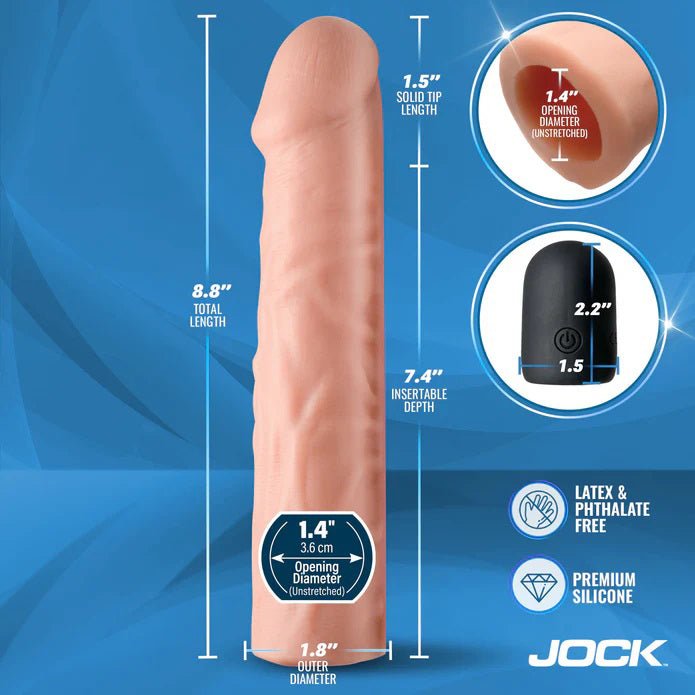 Curve Toys Jock Vibrating Penis Extension with Remote - Light
