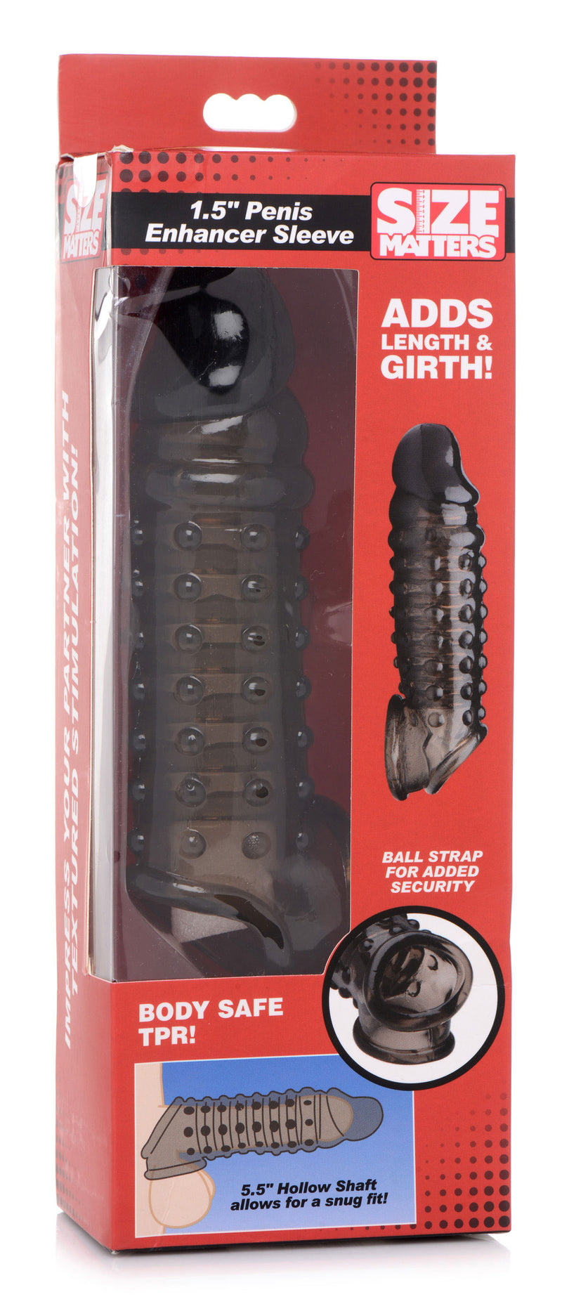 XR Brands 1.5 Inch Penis Enhancer Sleeve - Smoke